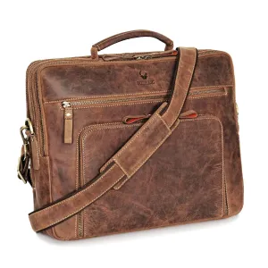 DONBOLSO Leather Messenger Bag for Women and Men - 15x12x4-Inch Handcrafted Shoulder Bag for Laptop - Attache Case for Office Essentials - Leather Briefcase for Work, Business, Travel - Vintage Brown