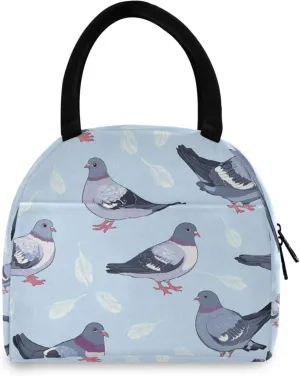 Doodle Dove and Feathers Women's Lunch Bag Men's Insulated Lunch Box Unisex Reusable Lunch Box Cooler Bag For Work Office Travel Picnic