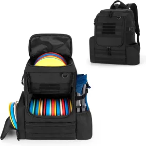 DSLEAF Disc Golf Bag with 24-26 Discs Capacity, Disc Golf Backpack with Two Sidewall Supports and Molle Webbing for Beginner, Hobbyist, Adults and Teenagers