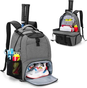 DSLEAF Tennis Backpack for 2 Rackets, Tennis Bag with Separate Ventilated Shoe Space for Tennis/Pickleball/Badminton/Squash Racquet and Accessories