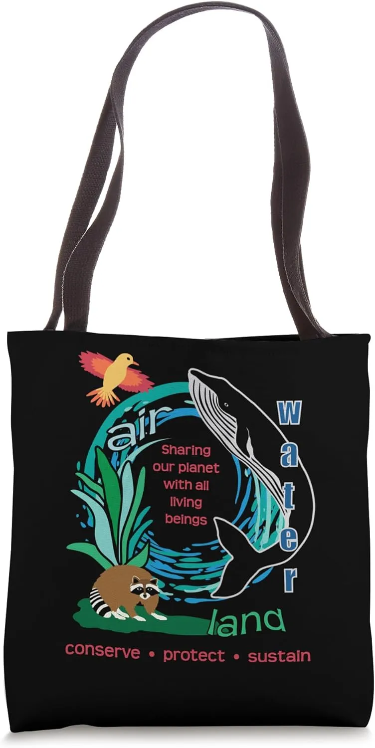 Earth Day Adult Youth Animal Nature Save the Environment Tote Bag