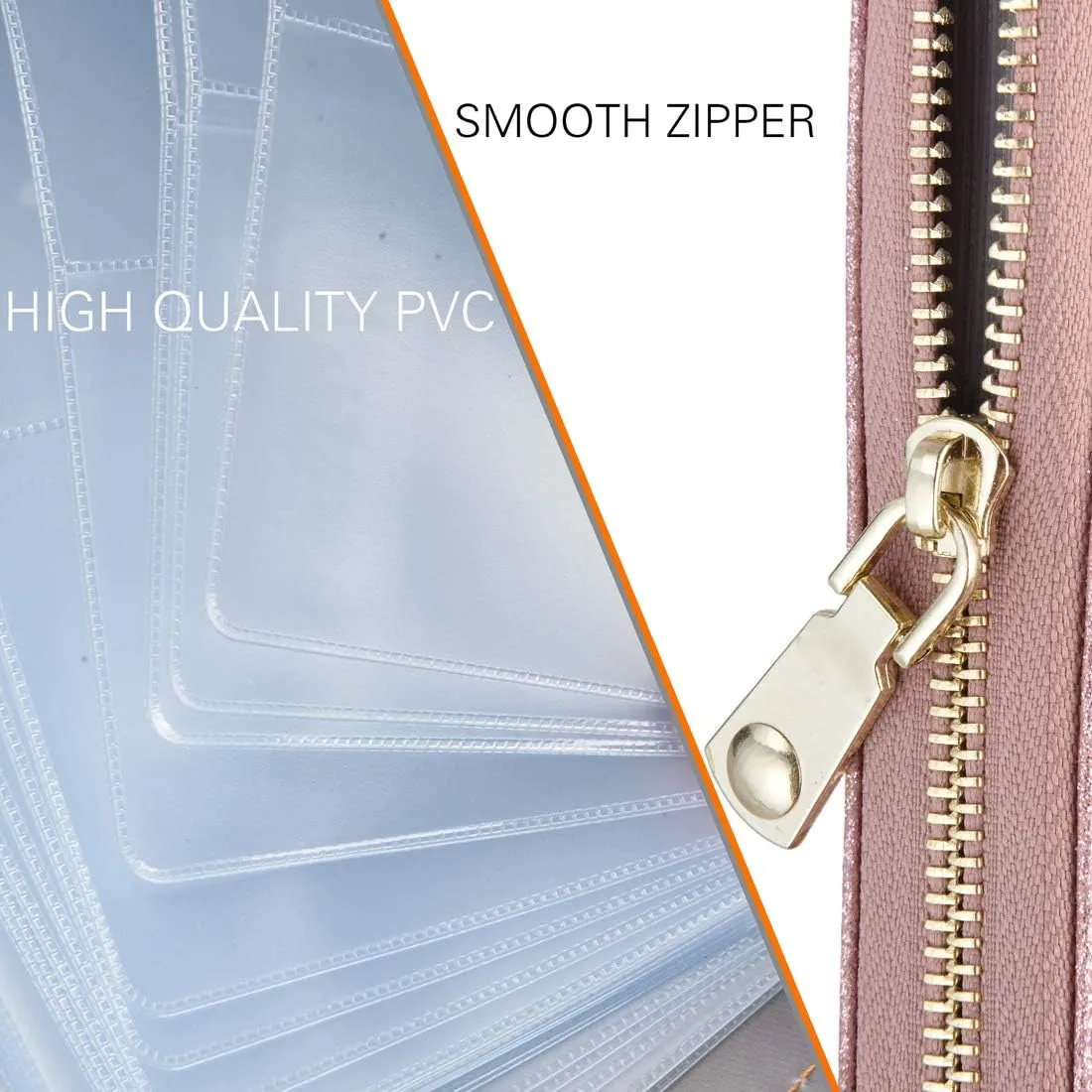 Easyoulife Credit Card Holder Wallet Womens Zipper Leather Case Purse RFID Blocking