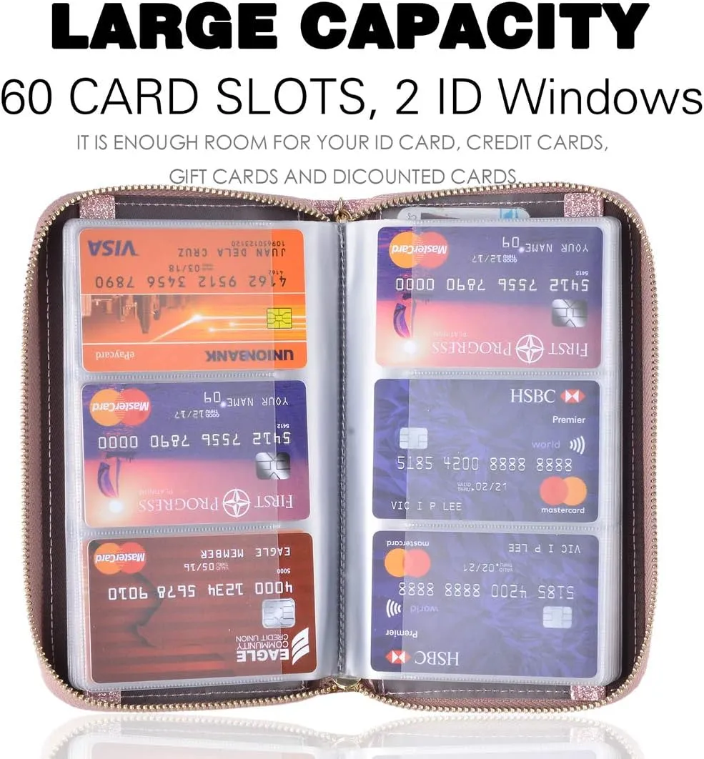 Easyoulife Credit Card Holder Wallet Womens Zipper Leather Case Purse RFID Blocking
