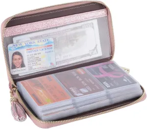 Easyoulife Credit Card Holder Wallet Womens Zipper Leather Case Purse RFID Blocking