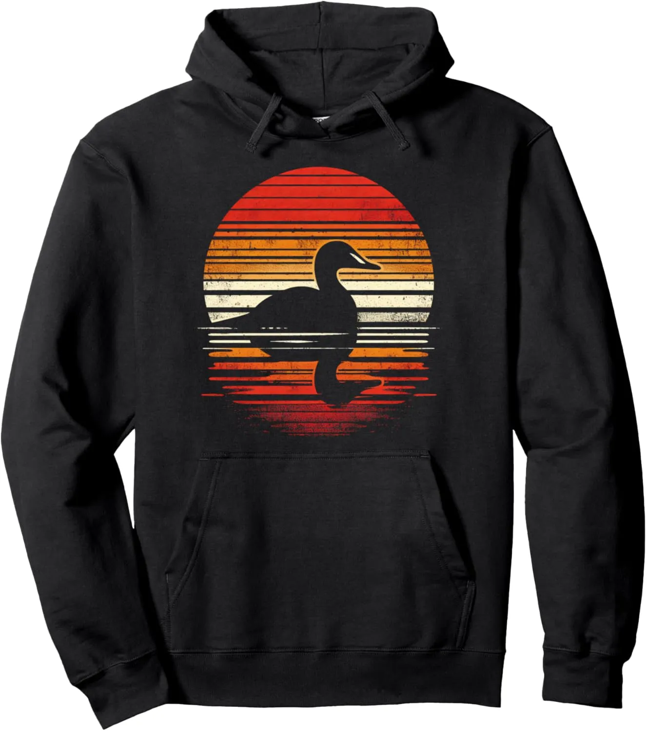 Eider Bird Sunset Retro Style Safari Vintage 70s Pullover Hoodie