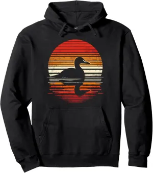 Eider Bird Sunset Retro Style Safari Vintage 70s Pullover Hoodie