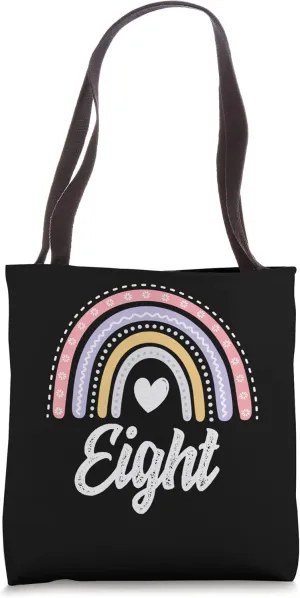 Eight 8 Years Old Eighth 8th Birthday Girl Cute Rainbow Bday Tote Bag