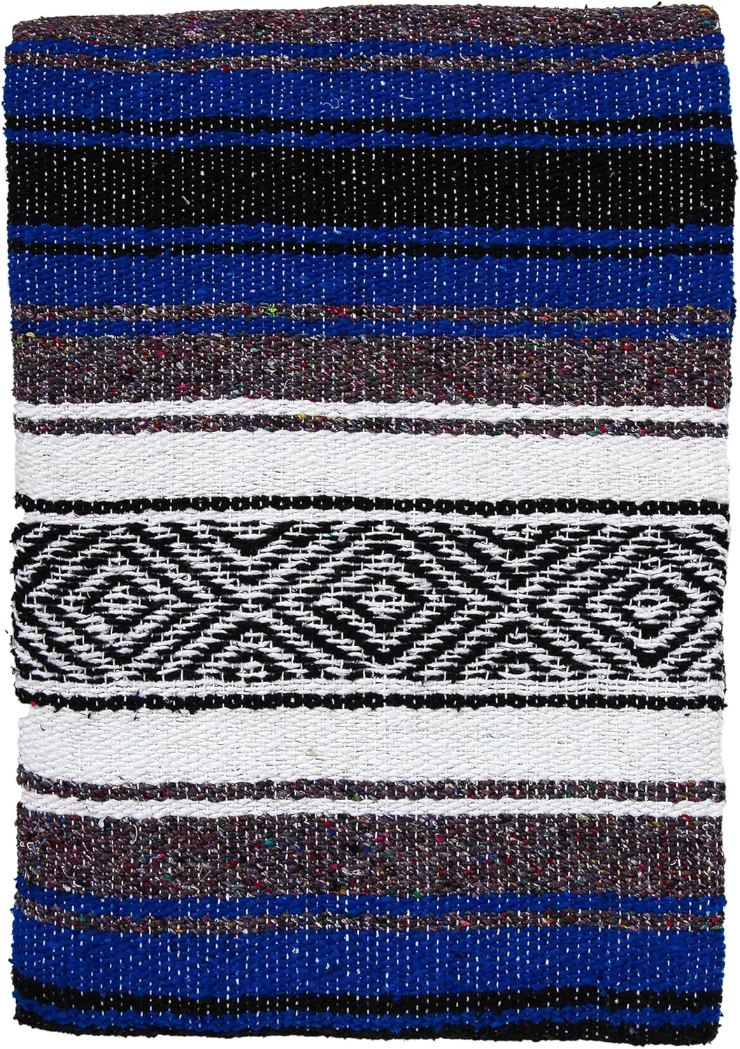 El Paso Designs Mexican Yoga Towel, Park Blanket, Picnic, Beach, Patio, Soft Woven Saddle Blanket, Boho Home Decor (Blue)