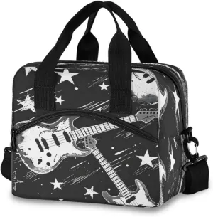 Electric Guitar Rock N Roll Lunch Box for Men Women Adults Insulated Lunch Bag Cooler Bag with Adjustable Shoulder Strap for Work Picnic Travel