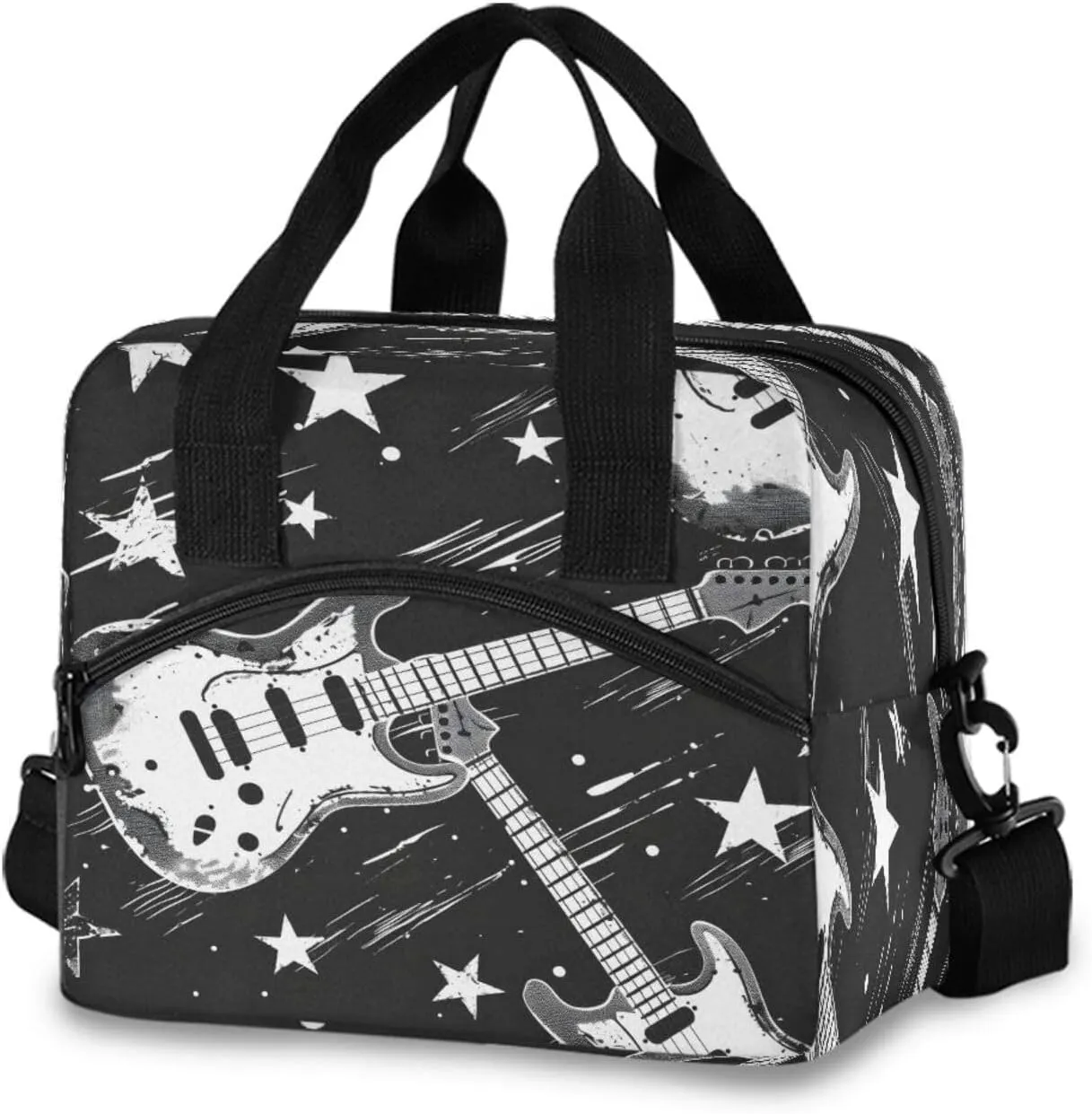 Electric Guitar Rock N Roll Lunch Box for Men Women Adults Insulated Lunch Bag Cooler Bag with Adjustable Shoulder Strap for Work Picnic Travel