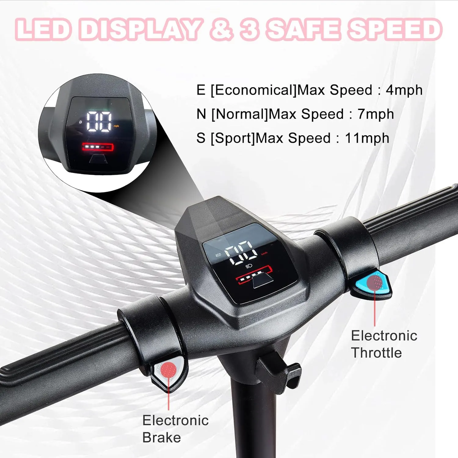 Electric Scooter for Kids Ages 6-12, 150W Motor, 4/7/11 Mph, 60 mins Ride Time, Adjustable Speed, LED Display, Colorful Lights, Electronic Brake, Foldable Kids Electric Scooter