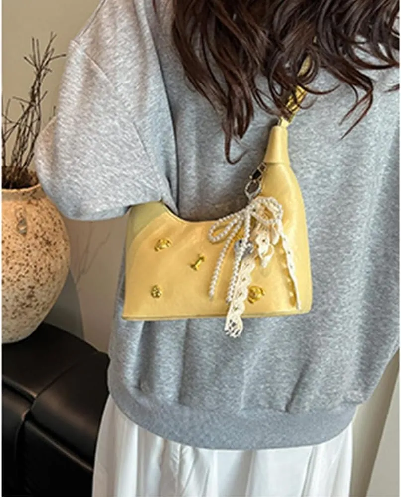 Elegant French Styles Handbag For Women Shoulder Korean Style Fashionable Shoulder Messenger PU Leather Armpit Purse