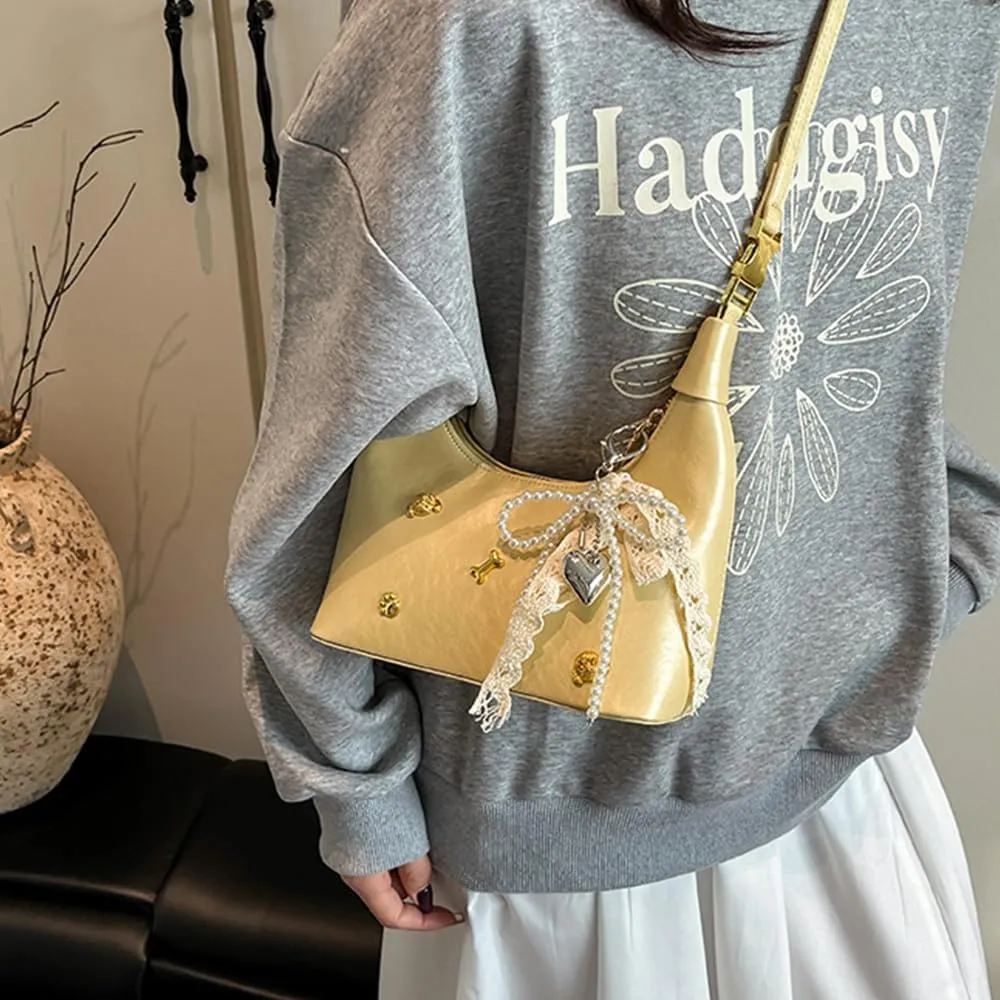 Elegant French Styles Handbag For Women Shoulder Korean Style Fashionable Shoulder Messenger PU Leather Armpit Purse