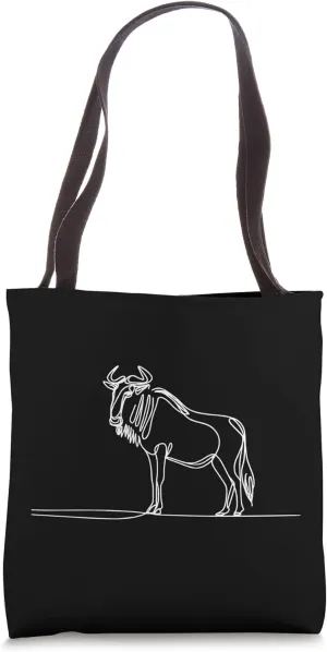 Elegant Line Art Simple Drawing Artwork Wildebeest Tote Bag