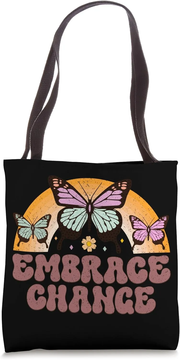 Embrace Change Butterfly Retro Vintage Style Tote Bag