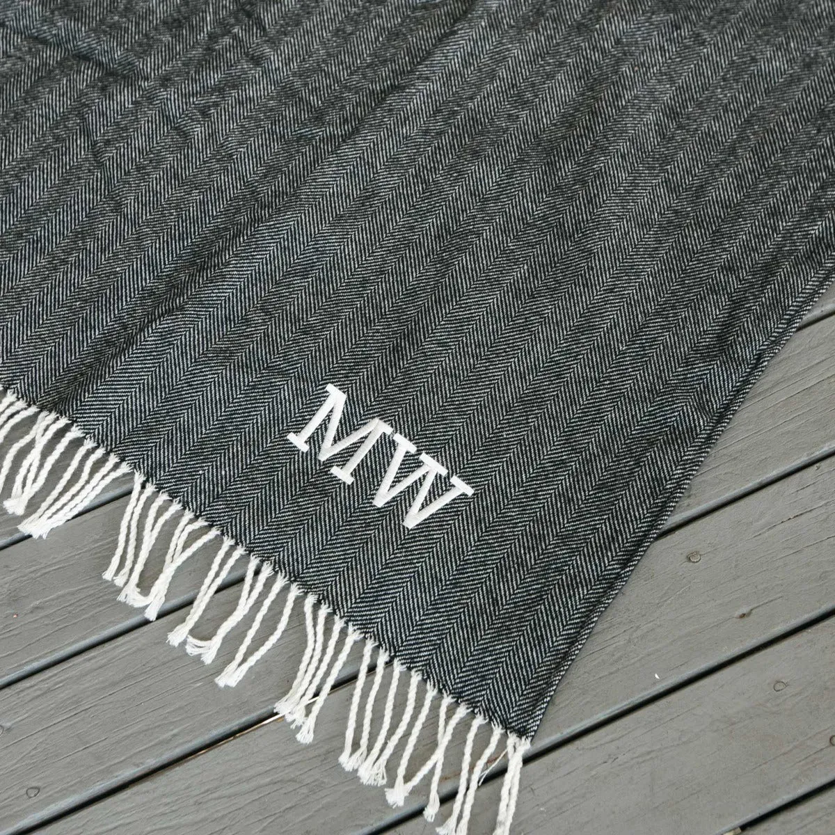 Embroidered Woven Picnic Blanket with Waterproof Backing