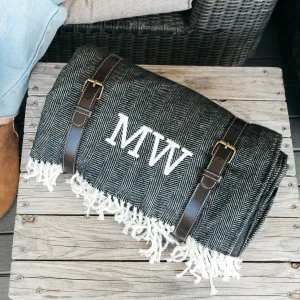 Embroidered Woven Picnic Blanket with Waterproof Backing