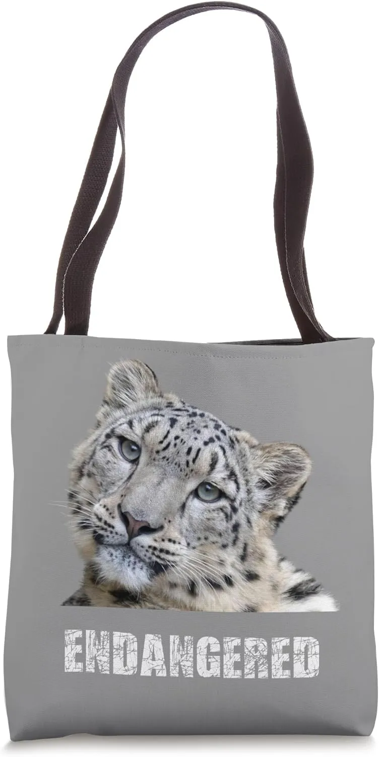 Endangered Animal Species Snow Leopard Tote Bag