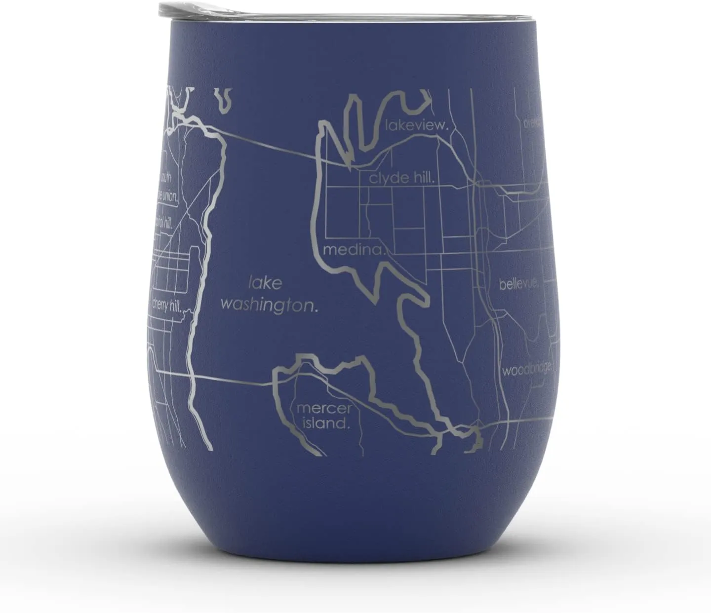 Engraved Seattle Washington Map Insulated Wine Tumbler, Etched Stainless Steel Cup (12 oz, Midnight Blue) City Map Insulated Tumbler, Custom Insulated Tumbler, Outdoor Drinkware