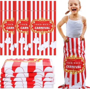Epakh 10 Pcs Potato Sack Race Bags Carnival Party Supplies Outdoor Games Set Hopper Carnival Birthday Party Games Bags BBQ Picnic Circus Supplies(Carnival Style)