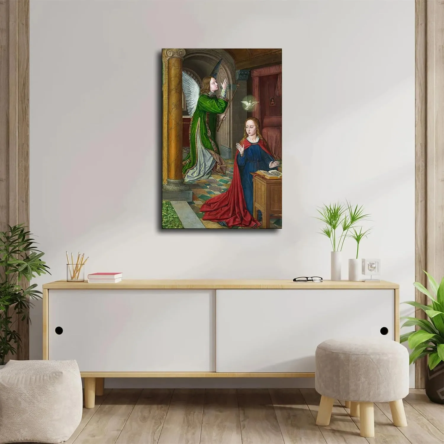 EsaSam The Annunciation- Jean Hey - 1495 Renaissance Poster Canvas Picture Printing Wall Art Decoration Posters Aesthetic Living Room Bedroom Home Background Wall Decor (08×12inch-Framed)
