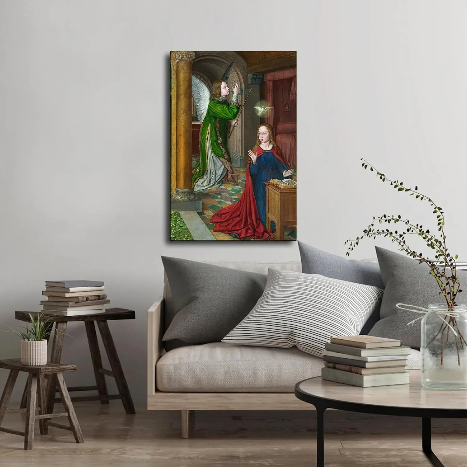 EsaSam The Annunciation- Jean Hey - 1495 Renaissance Poster Canvas Picture Printing Wall Art Decoration Posters Aesthetic Living Room Bedroom Home Background Wall Decor (08×12inch-Framed)