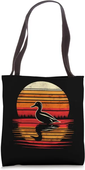 Eurasian Teal Bird Sunset Retro Style Safari Vintage 70s Tote Bag