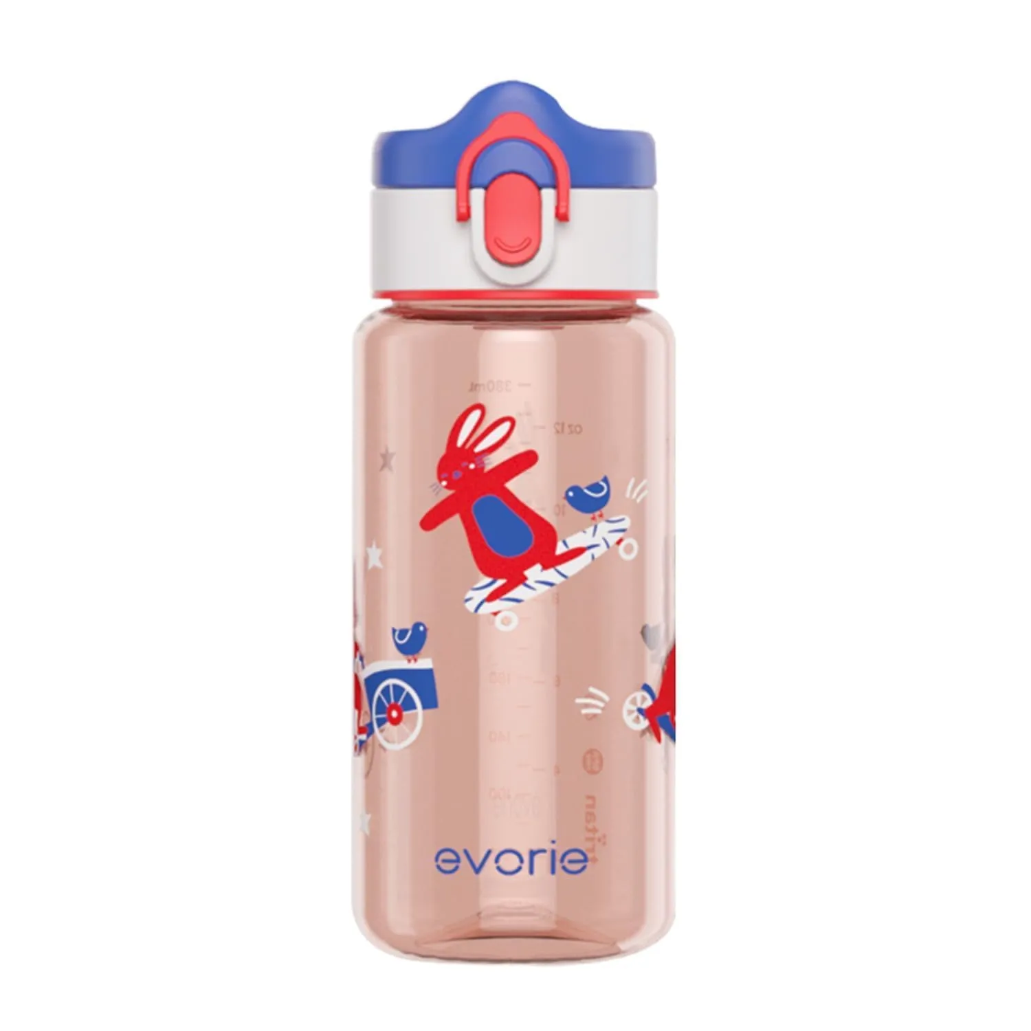 Evorie Tritan Kids Water Bottle for School No Straw 13oz BPA Free Plastic Sports Bottle Reusable Lightweight Leak Proof Travel Drinks Bottle Spout Drinking Cup Running Flip Top