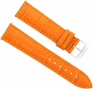 Ewatchparts 20mm Leather Watch Band Strap Compatible With Audemars Piguet Watch Orange