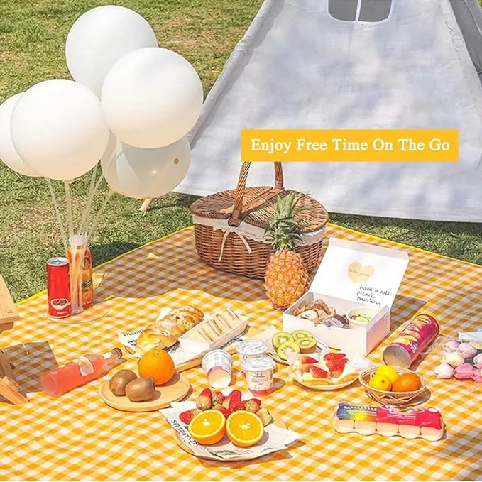 Extra Large Picnic Blanket Beach Blankets, 80''x80'' Picnic Mat Waterproof Sand Proof Foldable Portable for Outdoor Camping Hiking Travel Grass Park Music Festival Lawn Mats (yellow, 80x80 inch)
