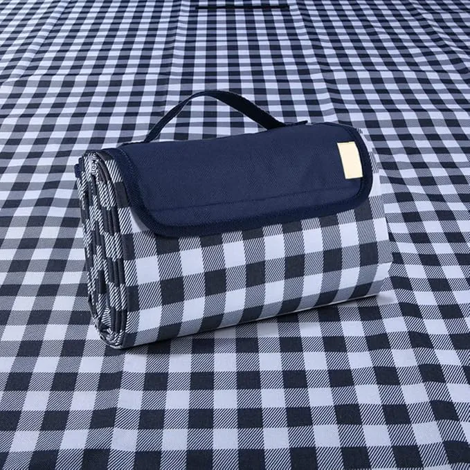 Extra Large Picnic Blanket Beach Blankets, Outdoor Foldable Waterproof Sand Mat for Beach Camping Hiking Travel Family Concerts Grass Park Music Festival Lawn Mats (Dark Blue, 80x80inch)