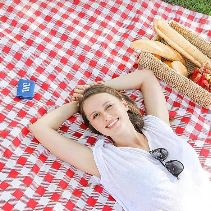 Extra Large Picnic Blanket Beach Blankets, Outdoor Foldable Waterproof Sand Mat for Beach Camping Hiking Travel Family Concerts Grass Park Music Festival Lawn Mats (Red, 80x60inch)