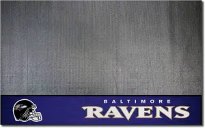 FANMATS 12176 Baltimore Ravens Vinyl Grill Mat - 26in. x 42in. - Deck Patio Protective Mat | Oil, flame, and UV resistant