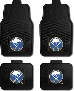 FANMATS 39550 NHL - Buffalo Sabres 4-pc Vinyl Car Mat Set | Black | Front & Rear Car Mats | Round Buffalo and Sabres Primary Logo