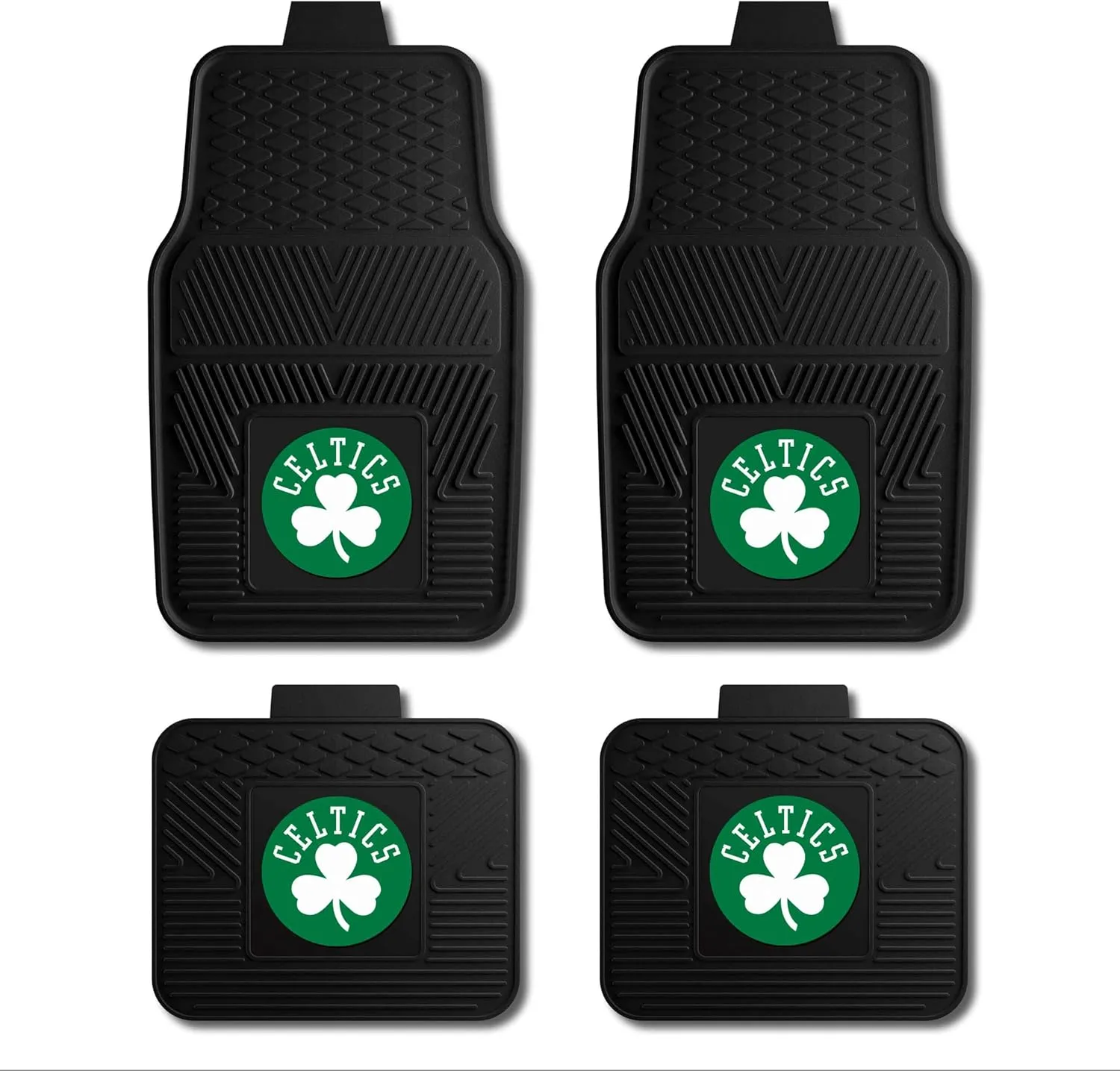 FANMATS 39580 NBA - Boston Celtics 4-pc Vinyl Car Mat Set | Front Seat and Back Seat Car Mats with Team Logo