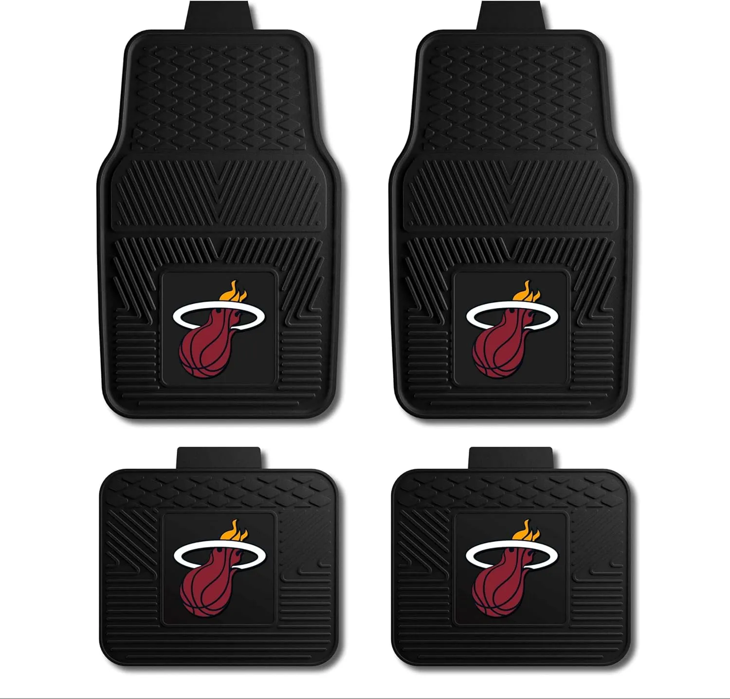 FANMATS 39913 NBA - Miami Heat 4-pc Vinyl Car Mat Set | Front Seat and Back Seat Car Mats with Team Logo