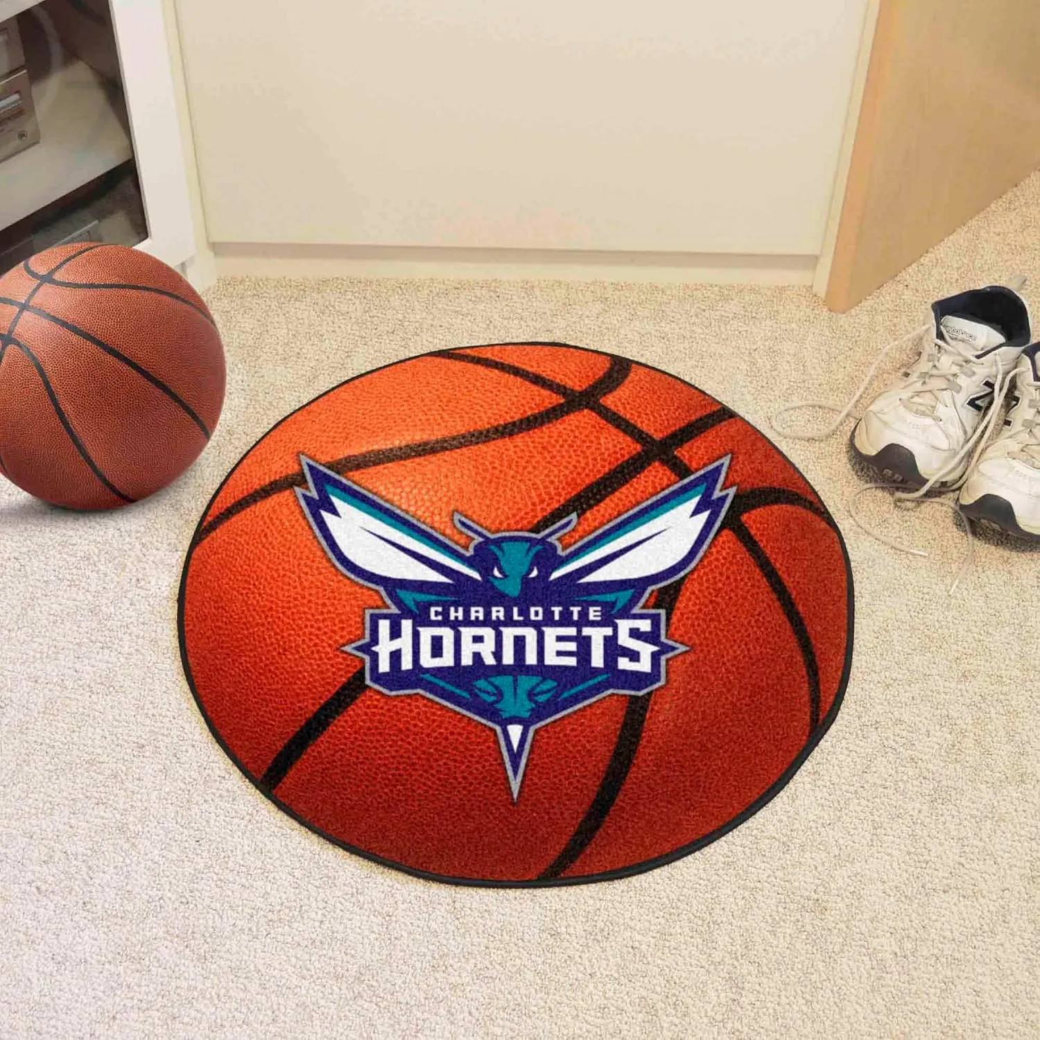 FANMATS NBA Charlotte Hornets Nylon Face Basketball Rug , 26" diameter