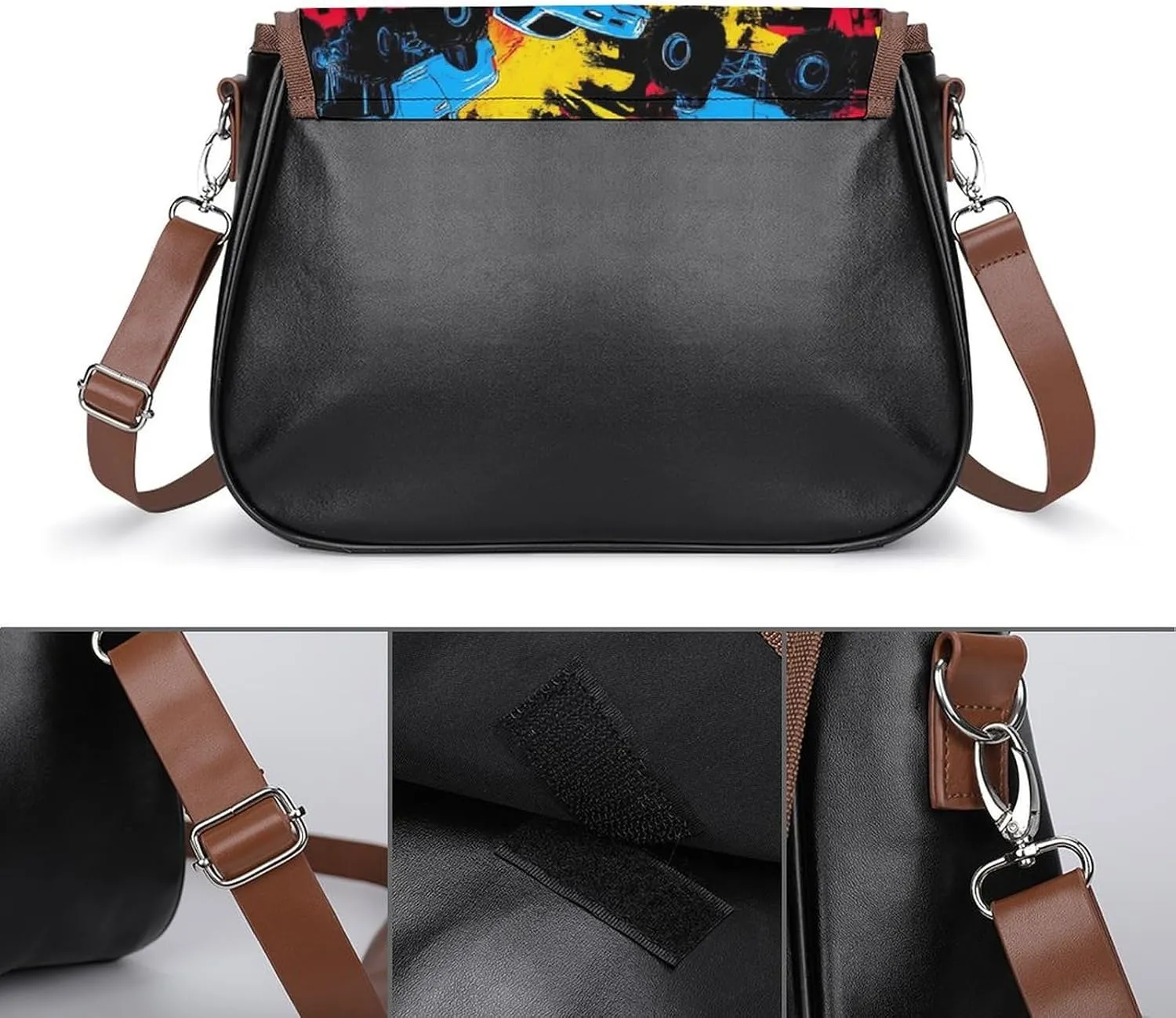 Fashion Crossbody Bag Vintage Leather Shoulder Purse With Adjustable Strap