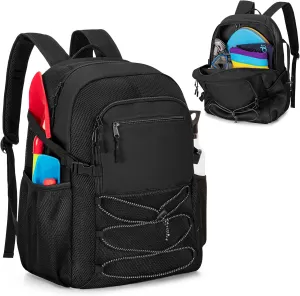 Fasrom Mesh Beach Bag Backpack with Wet Item Pocket, Swim Backpack for Pool, Travel and Gym (Patent Design, Empty Bag Only), Black