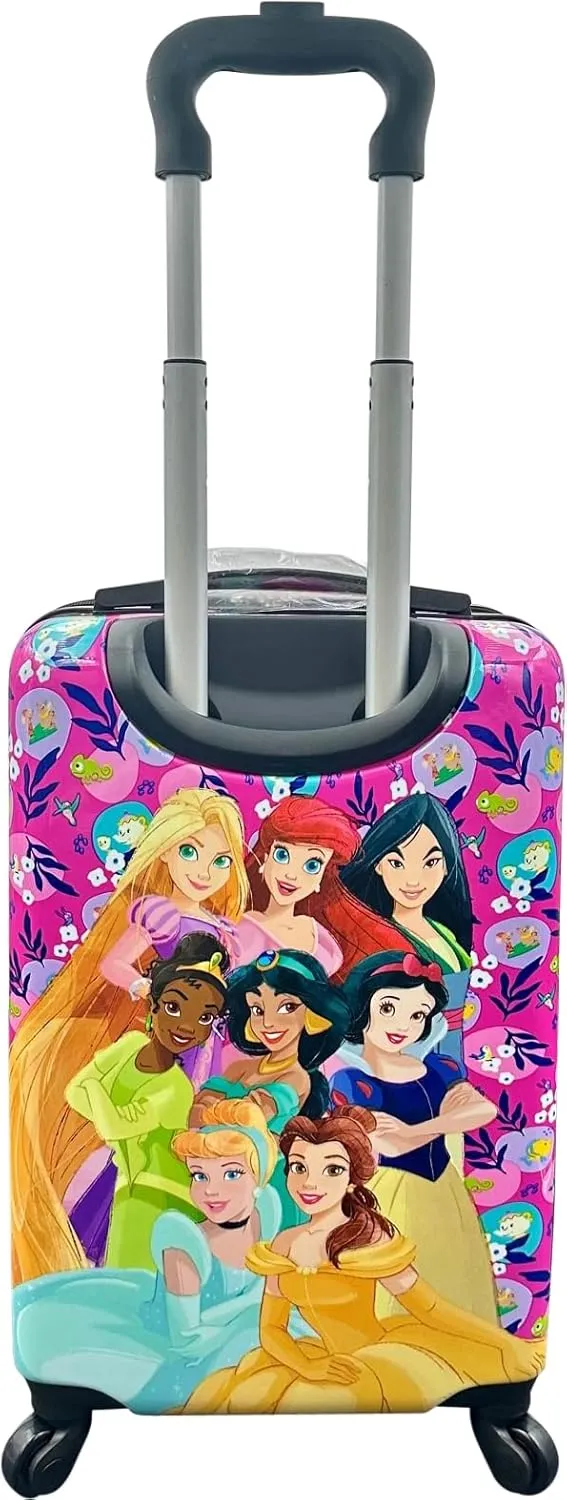 Fast Forward Kids Licensed Hard-Side 20” Spinner Luggage Lightweight Carry-On Suitcase (Princess)