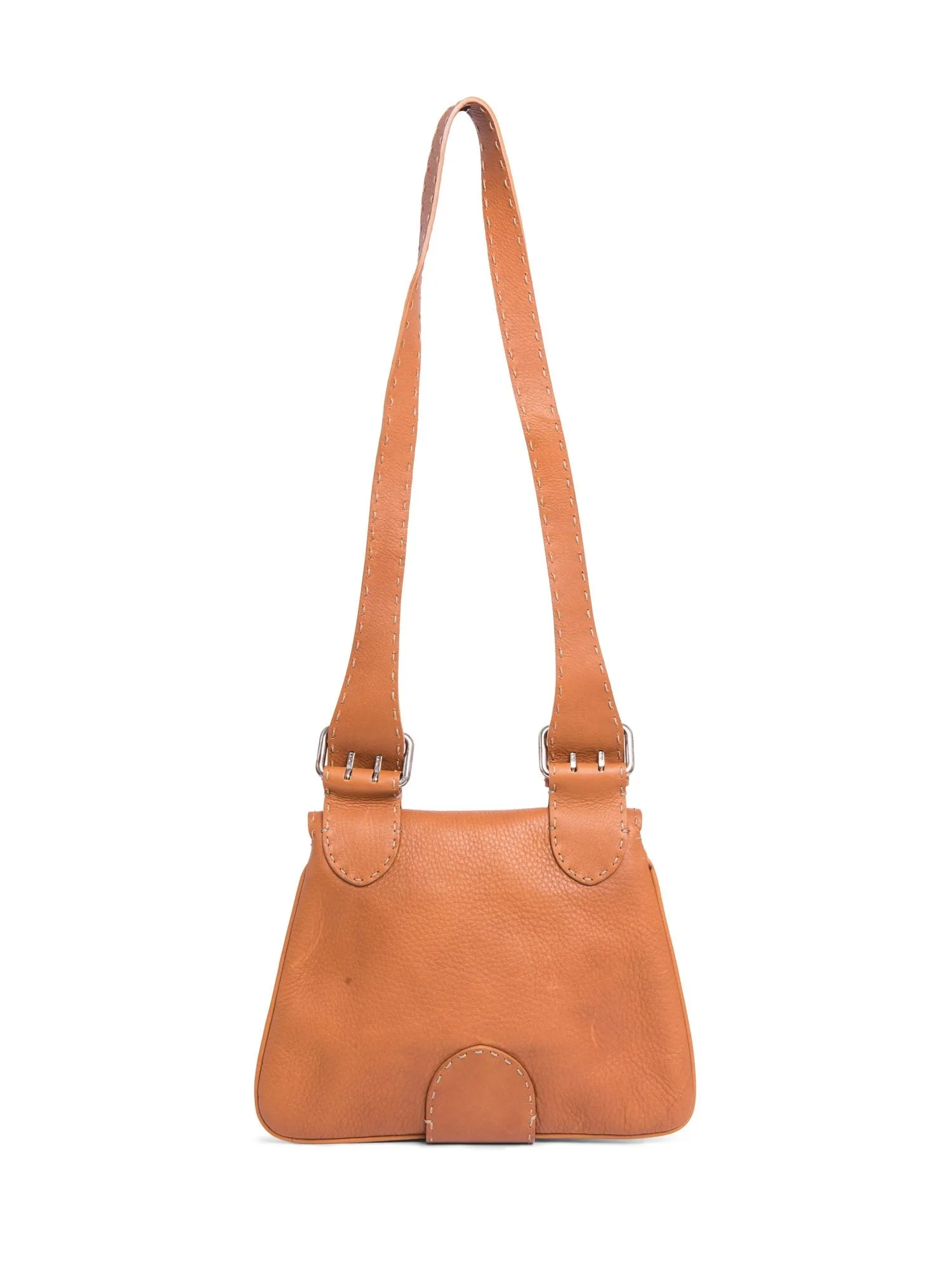 Fendi Messenger Salleria Reliable service Leather Classy Bag Brown