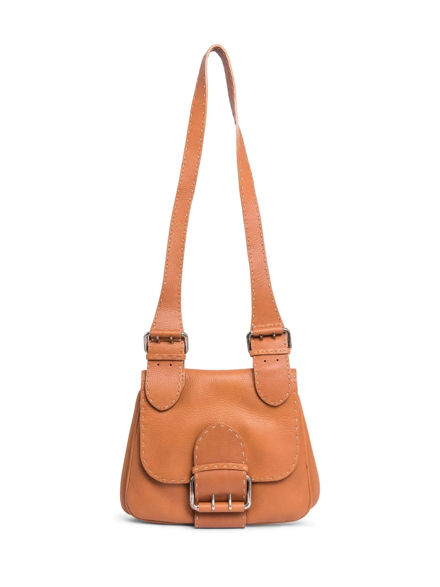 Fendi Messenger Salleria Reliable service Leather Classy Bag Brown
