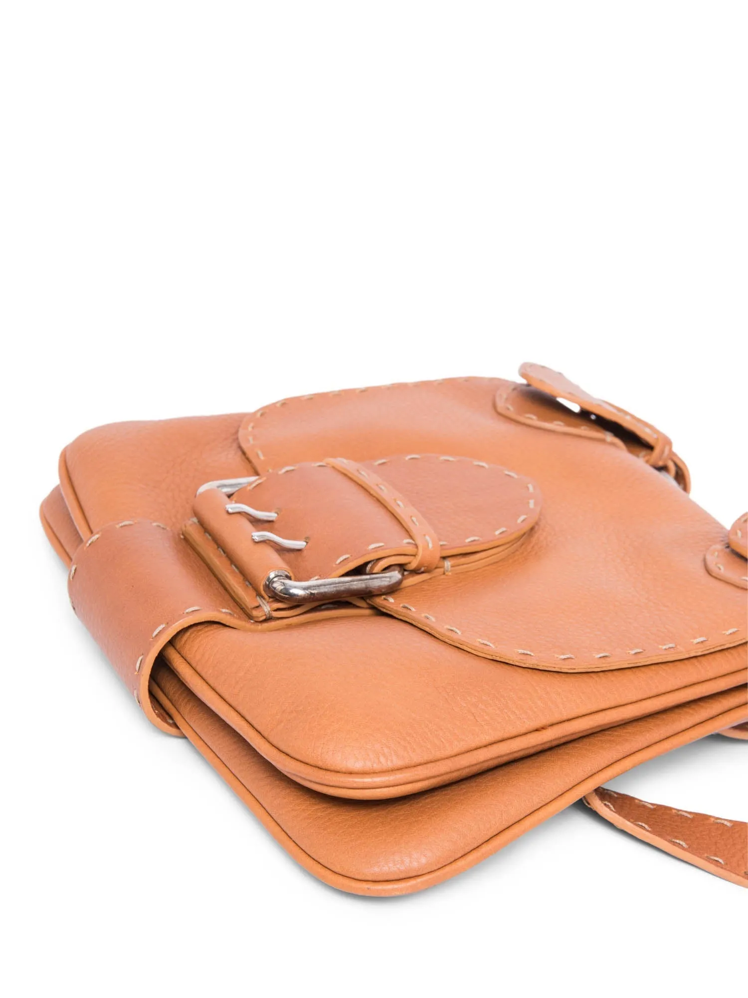 Fendi Messenger Salleria Reliable service Leather Classy Bag Brown