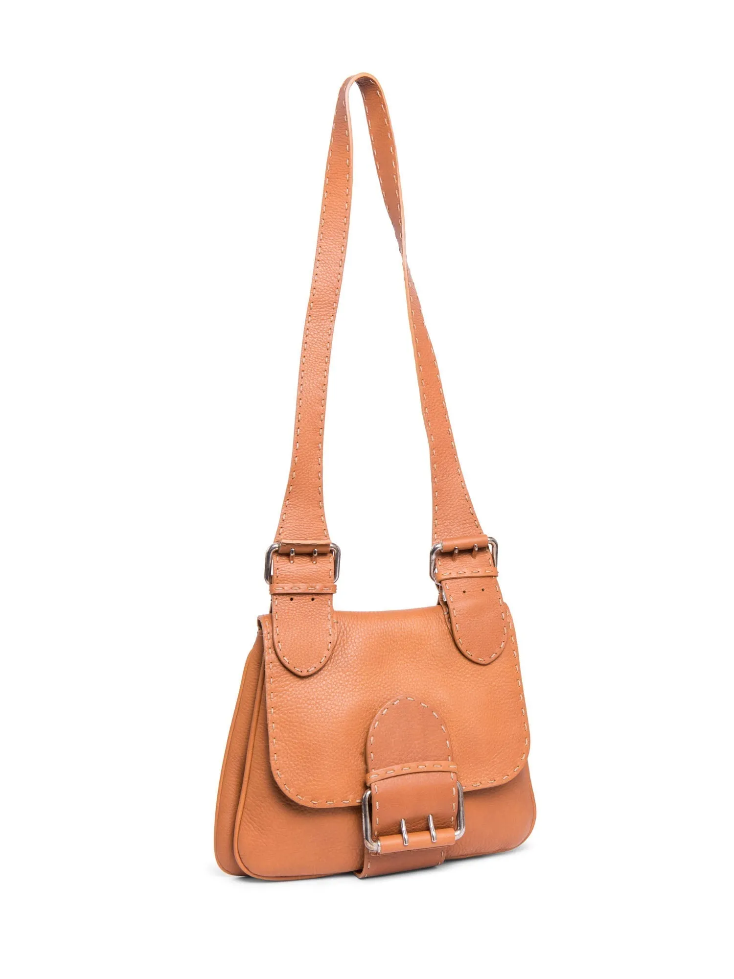 Fendi Messenger Salleria Reliable service Leather Classy Bag Brown