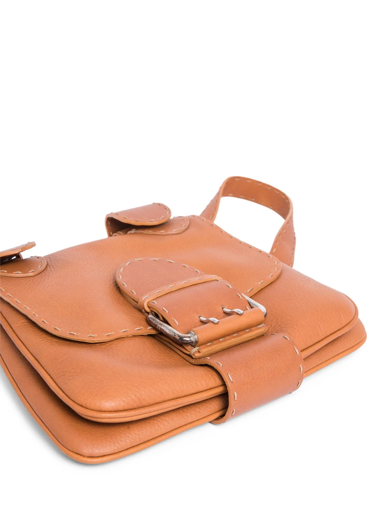 Fendi Messenger Salleria Reliable service Leather Classy Bag Brown