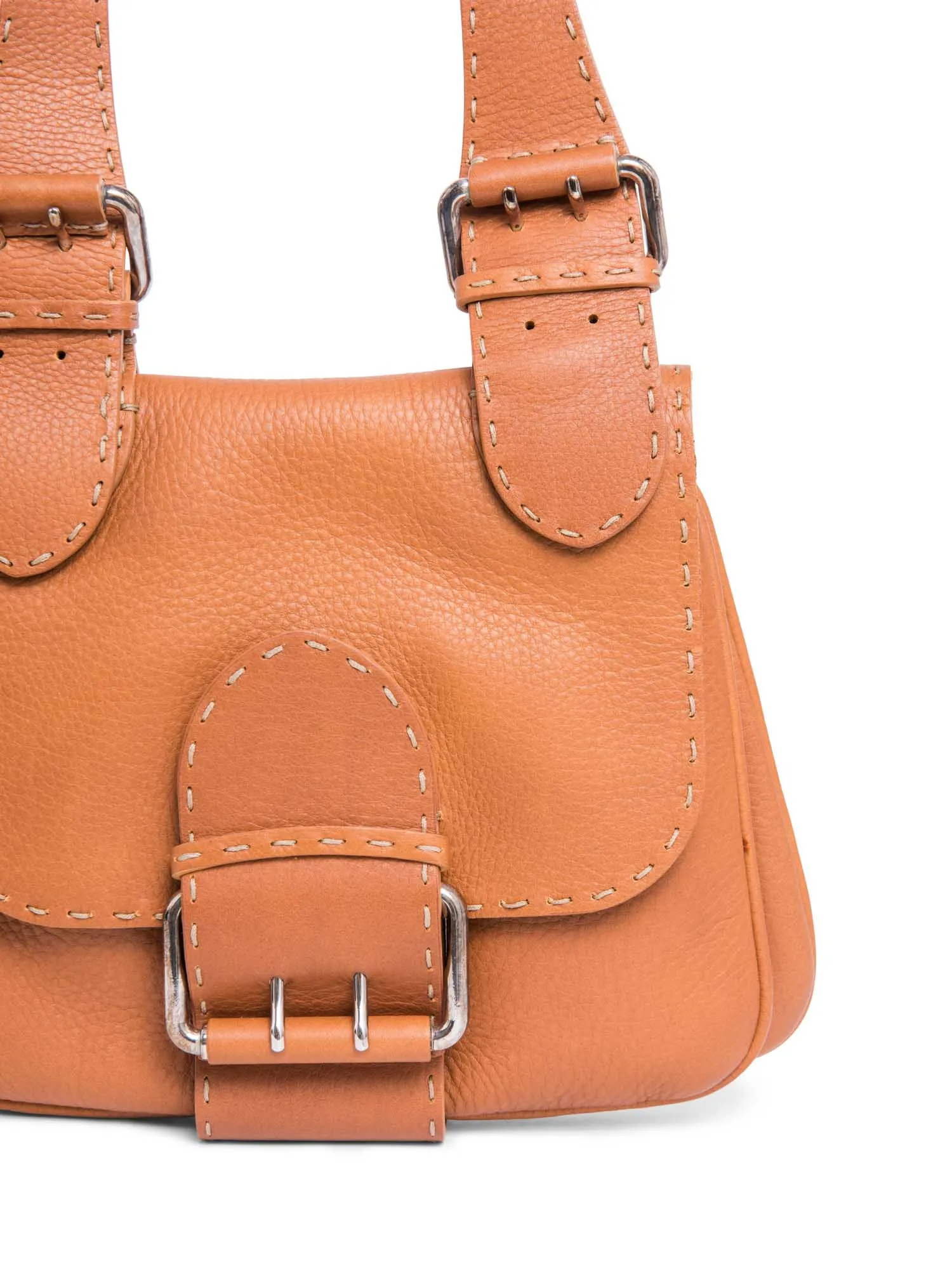 Fendi Messenger Salleria Reliable service Leather Classy Bag Brown