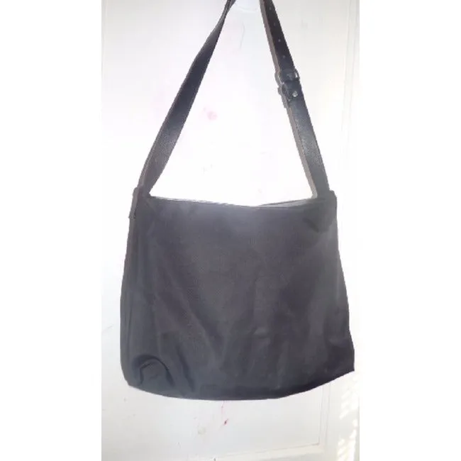 Fendi Vintage Black Leather And Nylon Messenger Bag