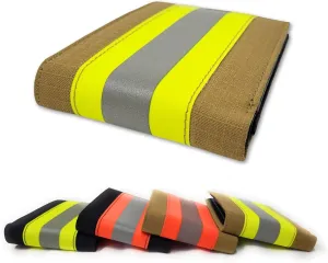Firefighter Wallet Original Reflective Turnout Bunker Fabric Gear Men Gift RFID Protection (Beige & Yellow), Medium