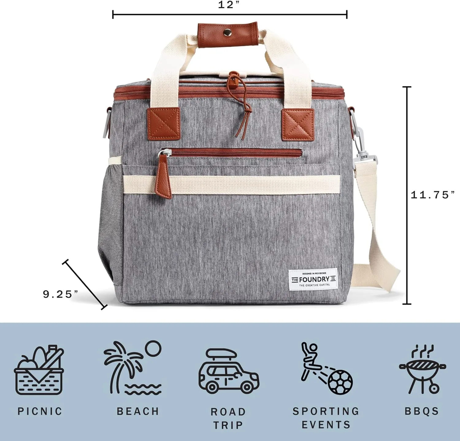 Fit & Fresh 24-Can Insulated Soft Cooler Bag, Steel, 7.12 Liters