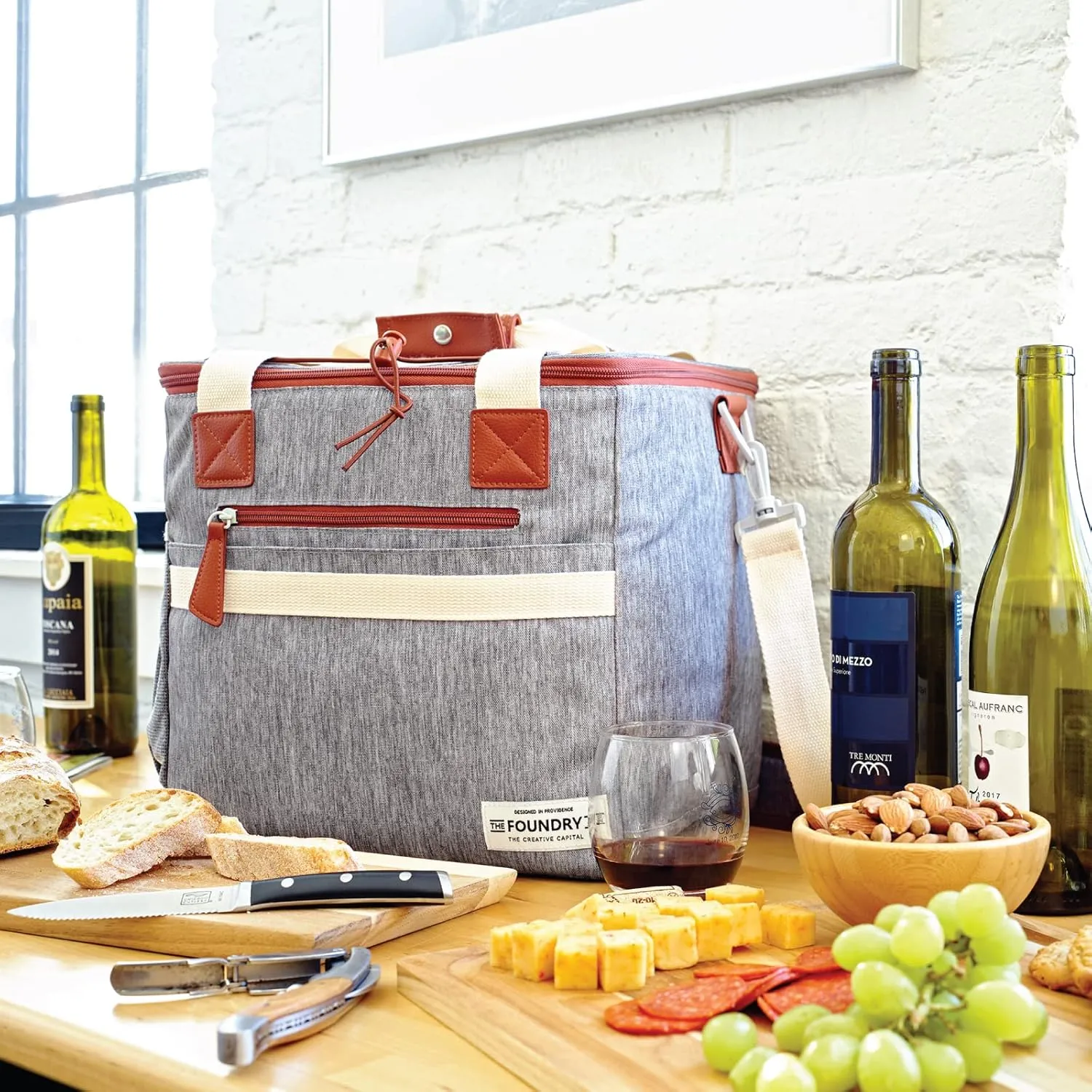 Fit & Fresh 24-Can Insulated Soft Cooler Bag, Steel, 7.12 Liters